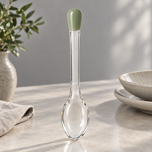 Elegant dining spoon with transparent bowl