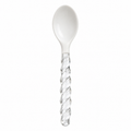 Elegant ceramic spoon with twisted glass handle