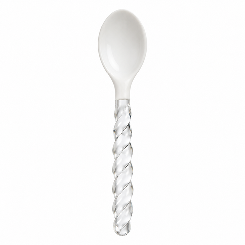Elegant ceramic spoon with twisted glass handle