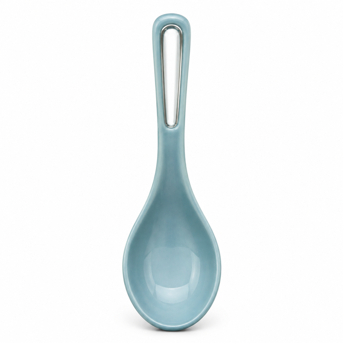 Top view of Remoxila ceramic spoon rest in blue.