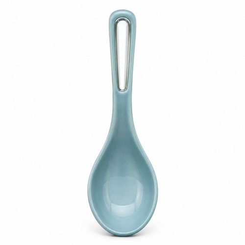 Top view of Remoxila ceramic spoon rest in blue.