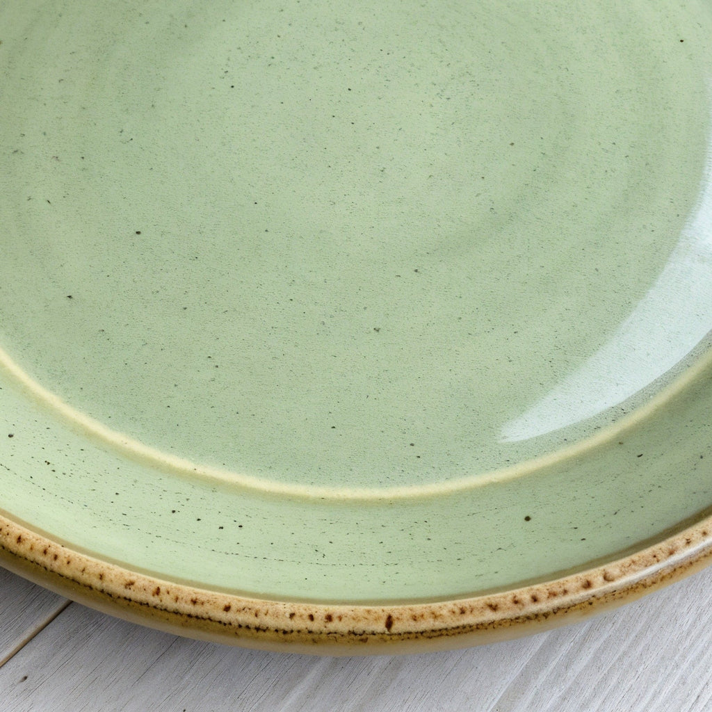 Remoxila Pistachio Green Plate — macro detail of raised rim and matte finish