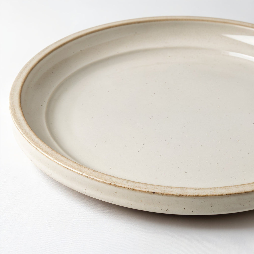Remoxila Pure White Stoneware Plate — three-quarter angle view