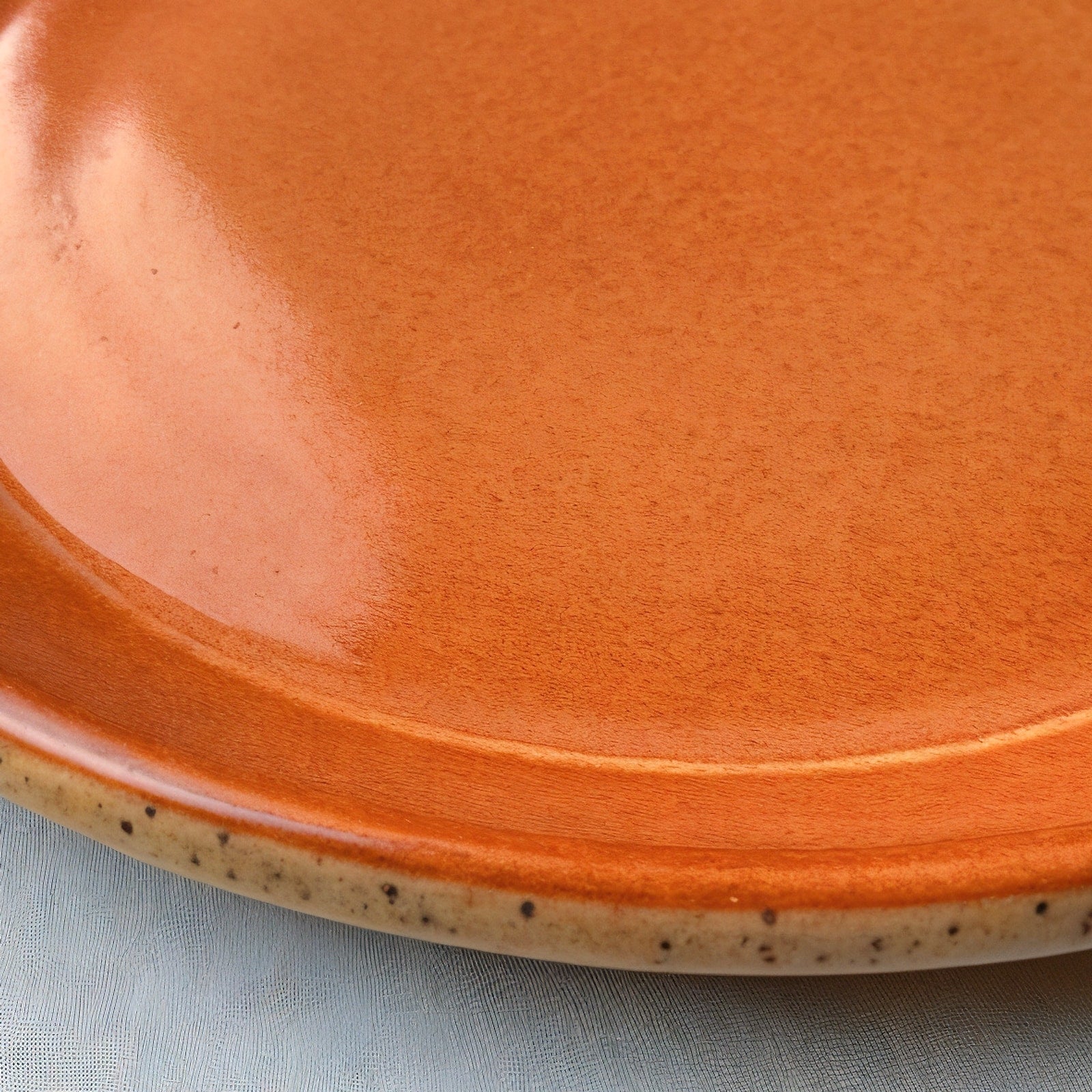 Remoxila Sunset Orange Plate — macro close-up of the raised rim detail