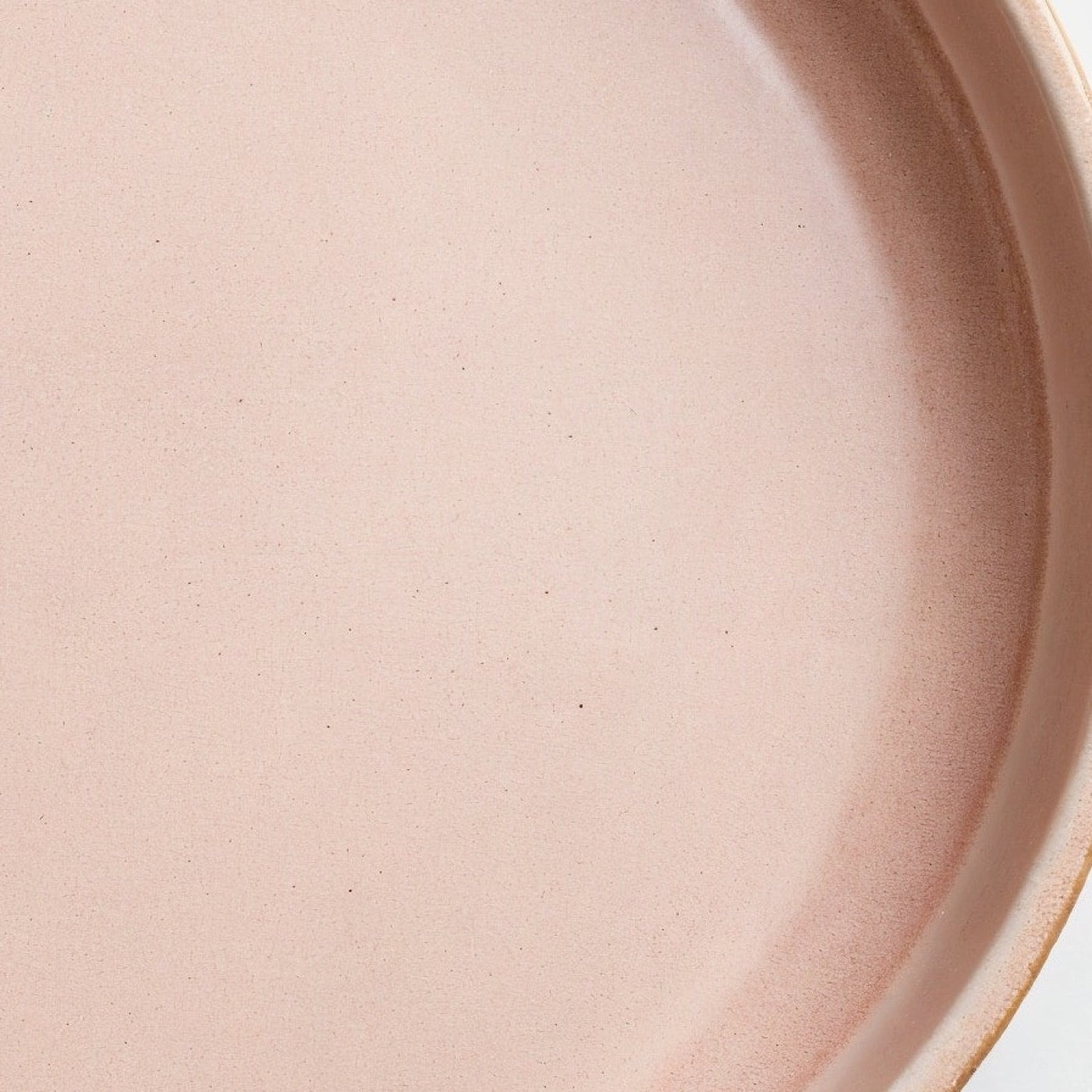 Remoxila Pale Pink Plate — extreme macro close-up of the matte glaze surface and raised rim edge