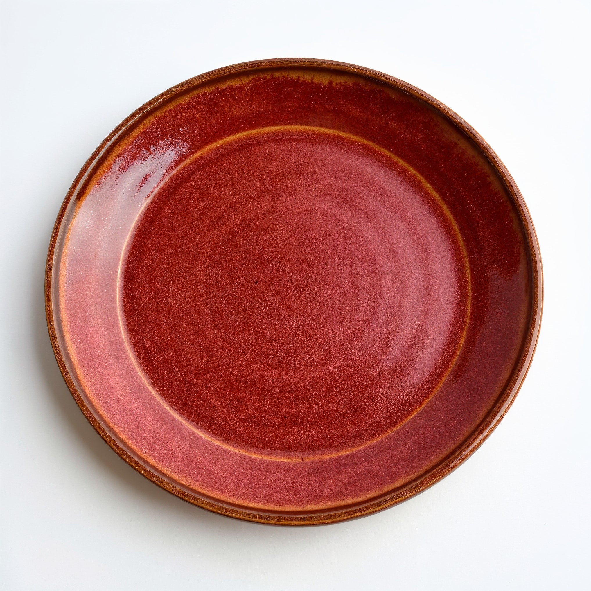 Remoxila Crimson Red Plate — strict top-down view showing perfect circle and glaze