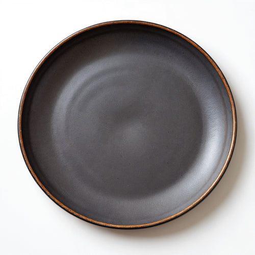Remoxila Charcoal Black Stoneware Plate — top-down view showing the plate as a perfect circle