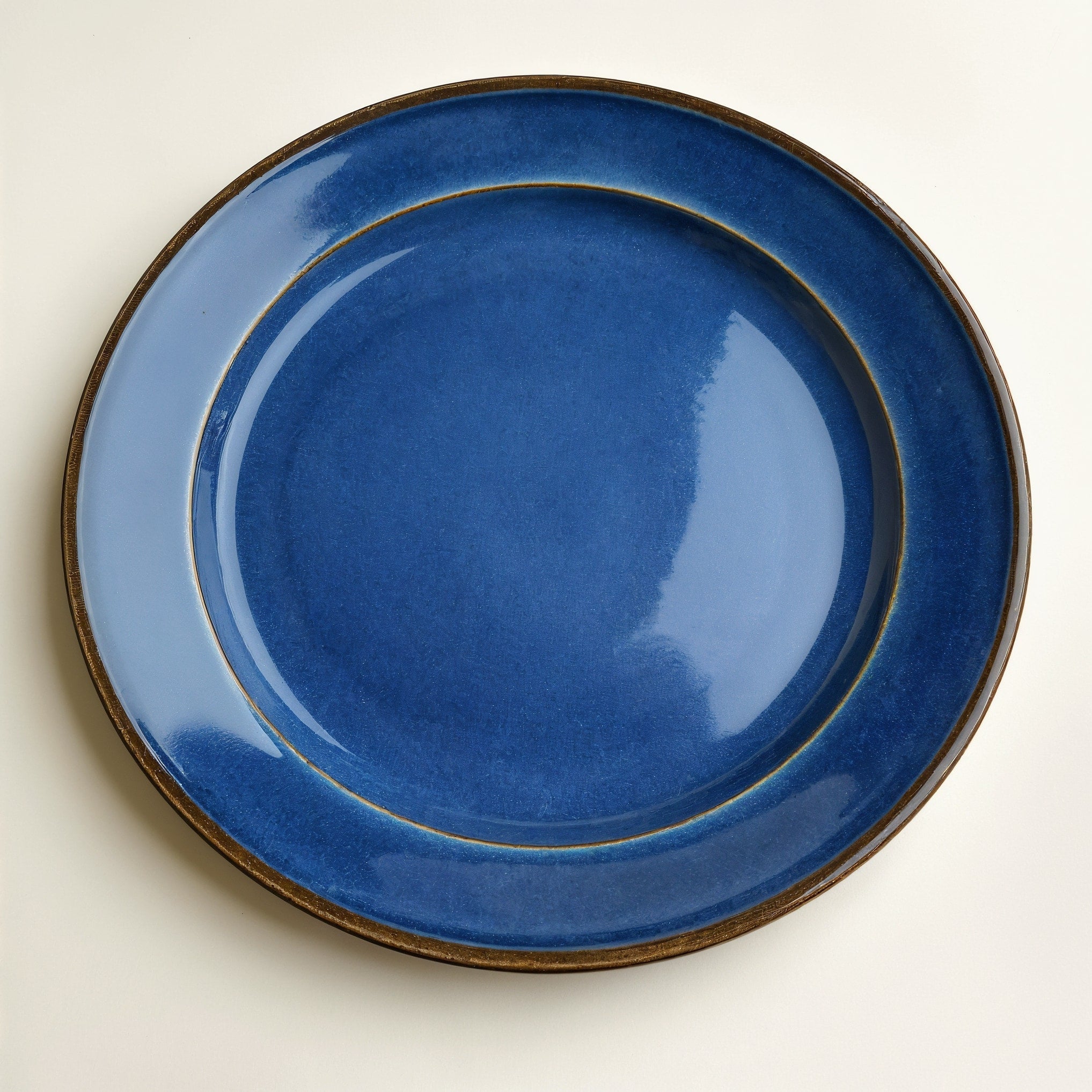 Remoxila Cobalt Blue Plate — top-down view showing entire top face and glaze