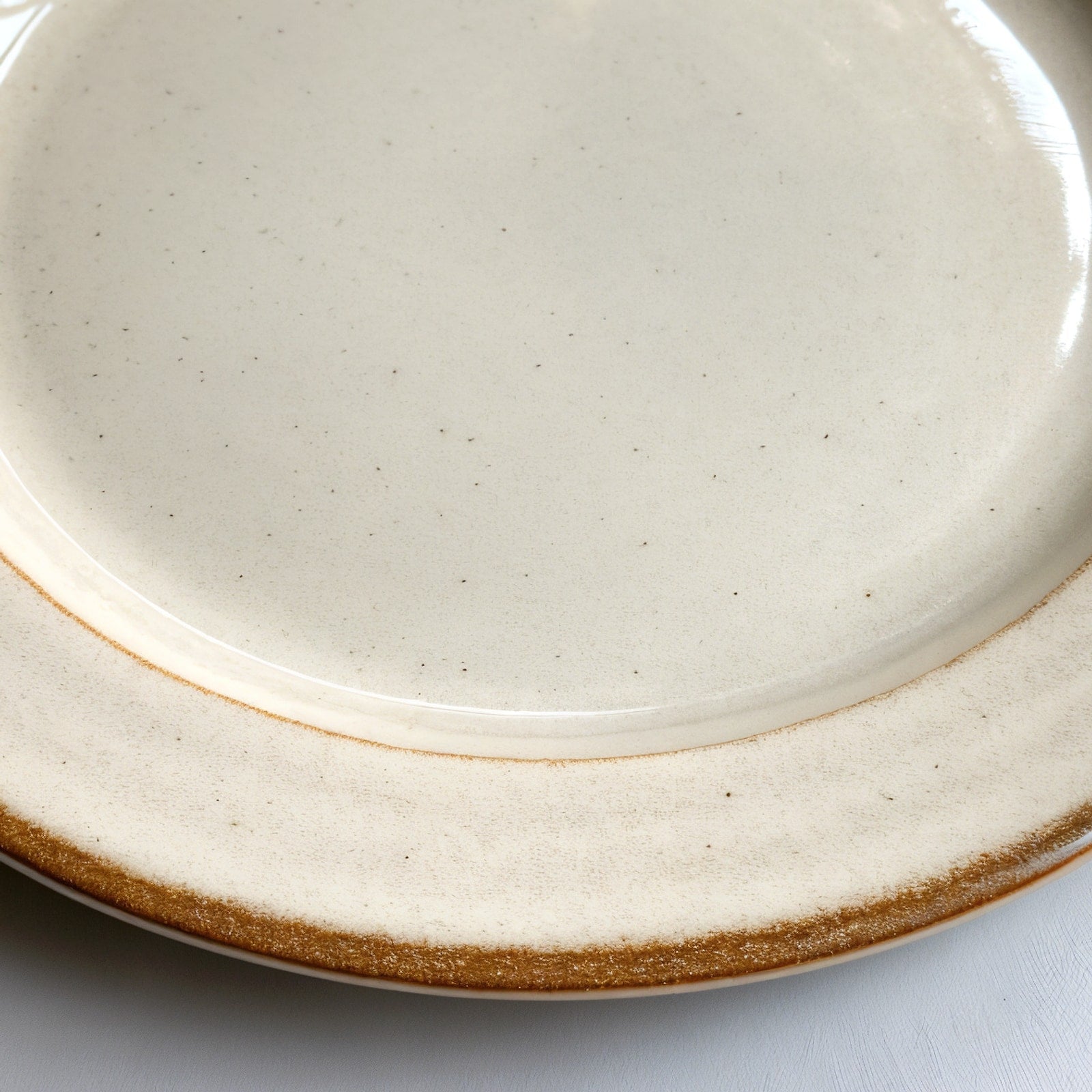 Remoxila Pearl White Plate — macro close-up of the raised rim and glaze pooling