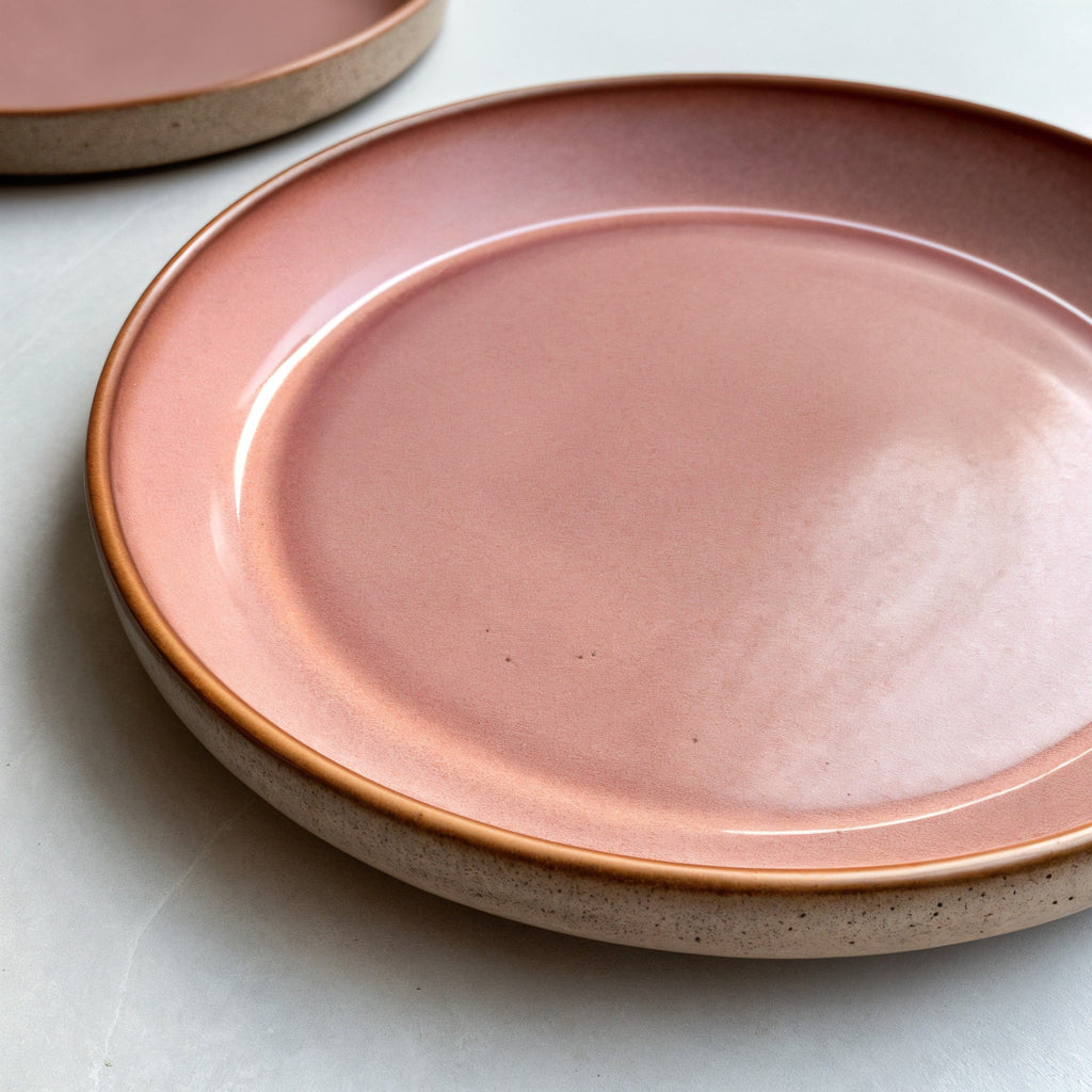 Remoxila Dusky Rose Plate — three-quarter angled view showing full top face and rim